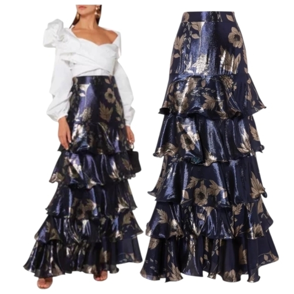 Johanna Ortiz Dresses & Skirts - Johanna Ortiz “Midnight & Silver Tangled Garden” Blue Nile Maxi Skirt – Size 8